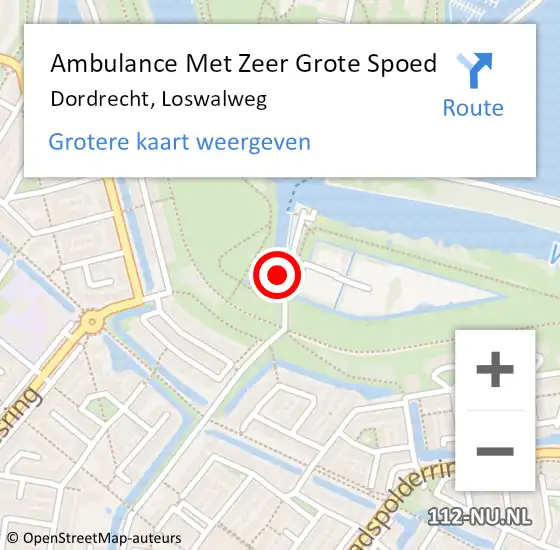 Locatie op kaart van de 112 melding: Ambulance Met Zeer Grote Spoed Naar Dordrecht, Loswalweg op 17 maart 2024 05:53