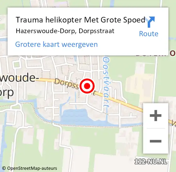 Locatie op kaart van de 112 melding: Trauma helikopter Met Grote Spoed Naar Hazerswoude-Dorp, Dorpsstraat op 17 maart 2024 06:39