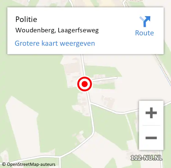 Locatie op kaart van de 112 melding: Politie Woudenberg, Laagerfseweg op 17 maart 2024 07:45