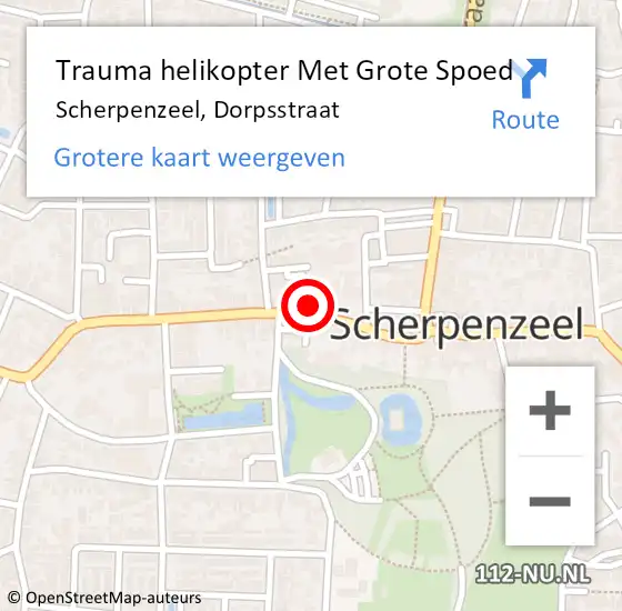 Locatie op kaart van de 112 melding: Trauma helikopter Met Grote Spoed Naar Scherpenzeel, Dorpsstraat op 17 maart 2024 09:09