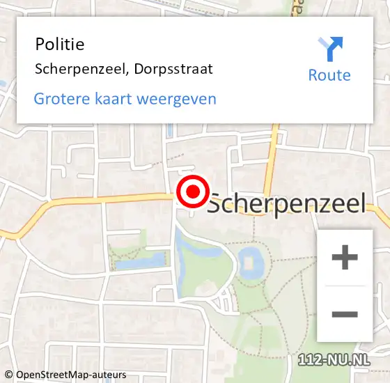 Locatie op kaart van de 112 melding: Politie Scherpenzeel, Dorpsstraat op 17 maart 2024 09:12