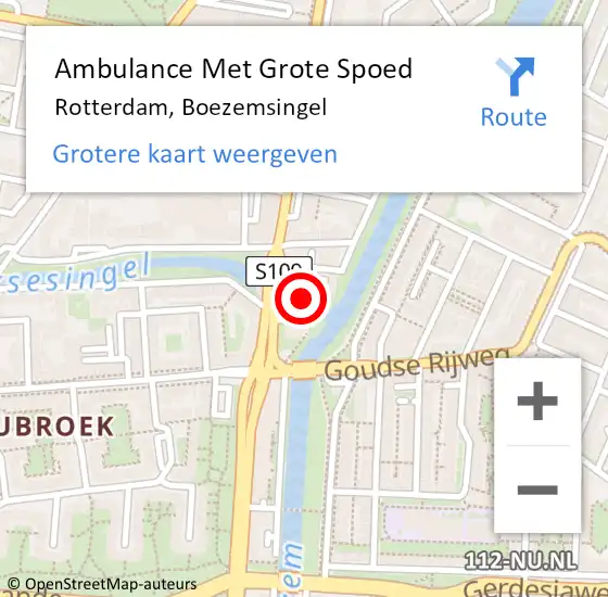 Locatie op kaart van de 112 melding: Ambulance Met Grote Spoed Naar Rotterdam, Boezemsingel op 17 maart 2024 09:13