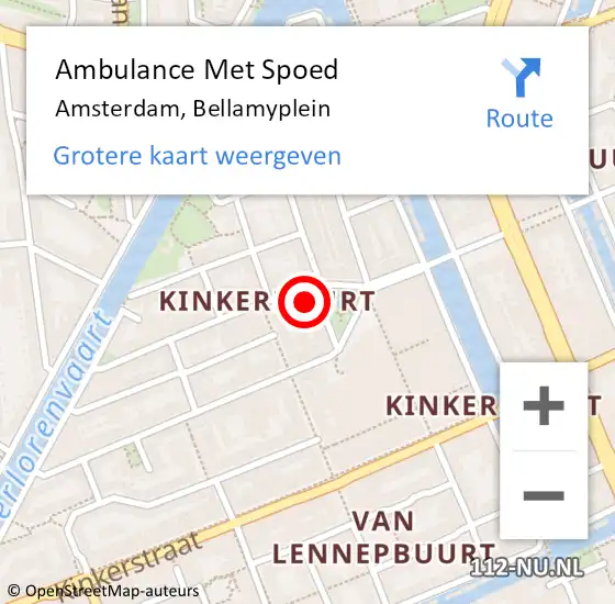 Locatie op kaart van de 112 melding: Ambulance Met Spoed Naar Amsterdam, Bellamyplein op 17 maart 2024 09:26