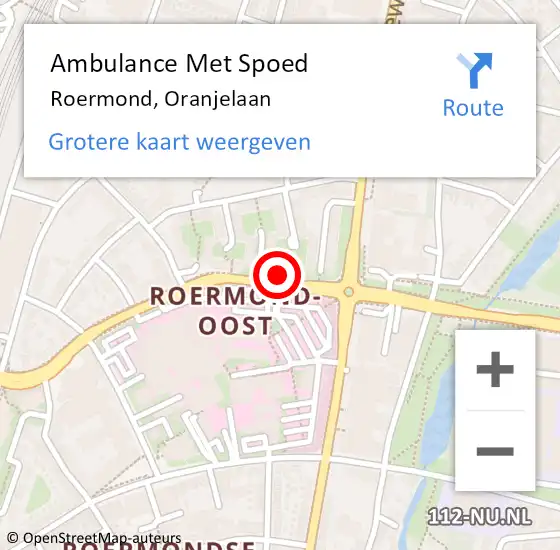 Locatie op kaart van de 112 melding: Ambulance Met Spoed Naar Roermond, Oranjelaan op 17 maart 2024 10:57