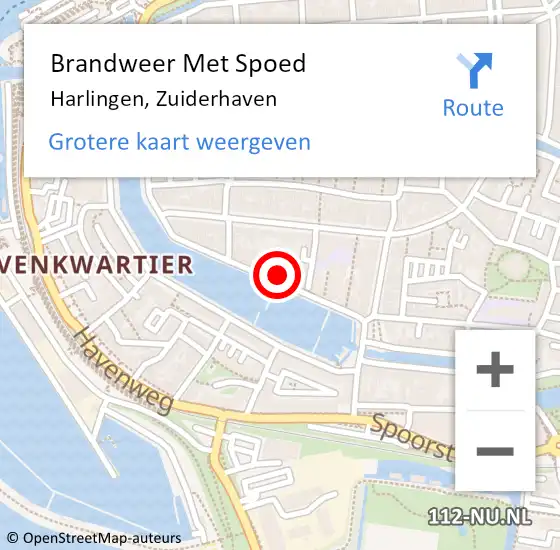 Locatie op kaart van de 112 melding: Brandweer Met Spoed Naar Harlingen, Zuiderhaven op 17 maart 2024 11:23