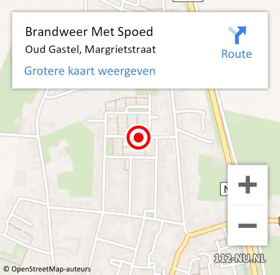Locatie op kaart van de 112 melding: Brandweer Met Spoed Naar Oud Gastel, Margrietstraat op 17 maart 2024 11:39