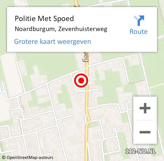 Locatie op kaart van de 112 melding: Politie Met Spoed Naar Noardburgum, Zevenhuisterweg op 17 maart 2024 11:56
