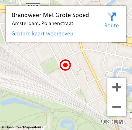 Locatie op kaart van de 112 melding: Brandweer Met Grote Spoed Naar Amsterdam, Polanenstraat op 17 maart 2024 12:07