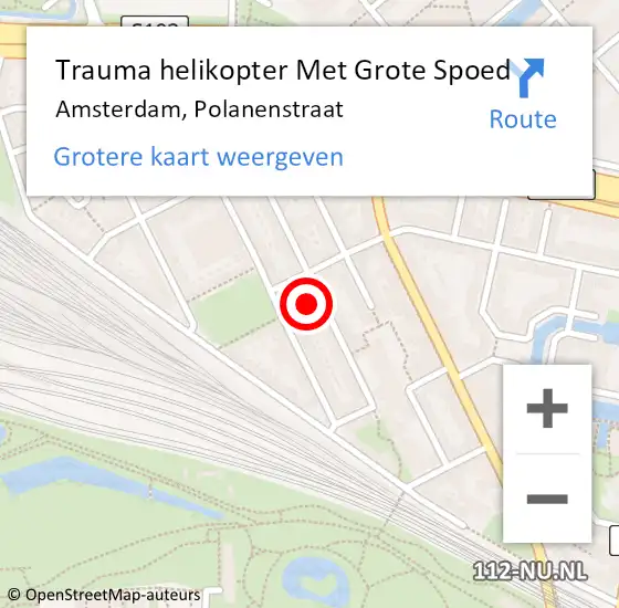Locatie op kaart van de 112 melding: Trauma helikopter Met Grote Spoed Naar Amsterdam, Polanenstraat op 17 maart 2024 12:08