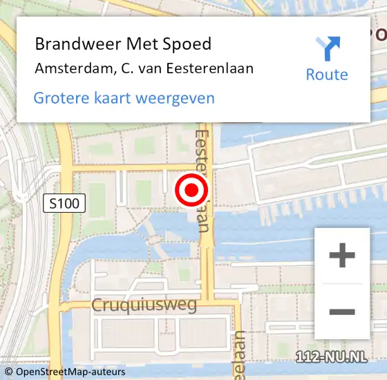Locatie op kaart van de 112 melding: Brandweer Met Spoed Naar Amsterdam, C. van Eesterenlaan op 17 maart 2024 13:05