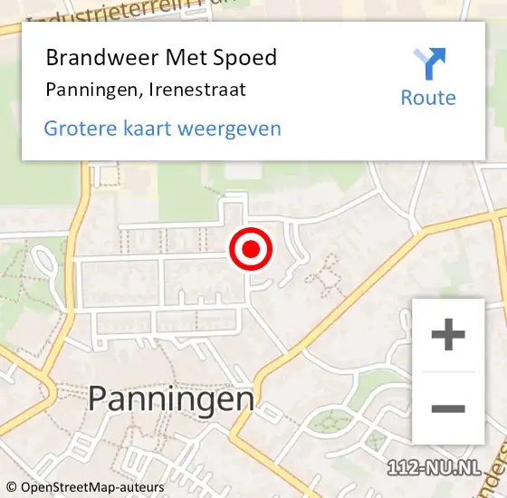Locatie op kaart van de 112 melding: Brandweer Met Spoed Naar Panningen, Irenestraat op 17 maart 2024 13:11