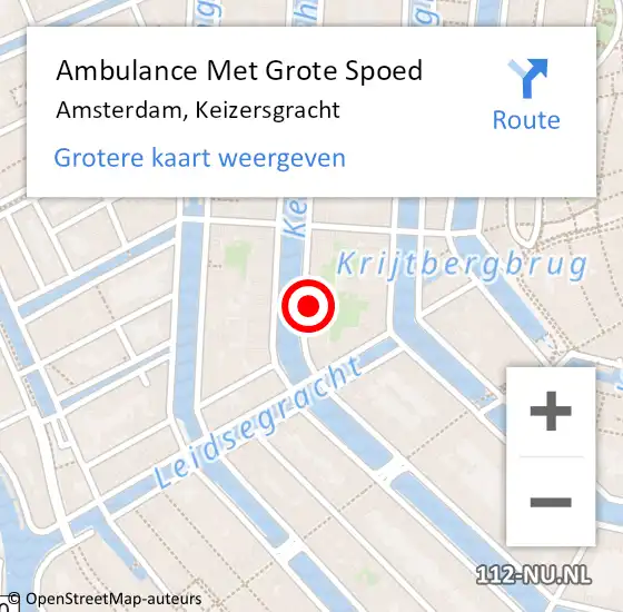 Locatie op kaart van de 112 melding: Ambulance Met Grote Spoed Naar Amsterdam, Keizersgracht op 17 maart 2024 14:44