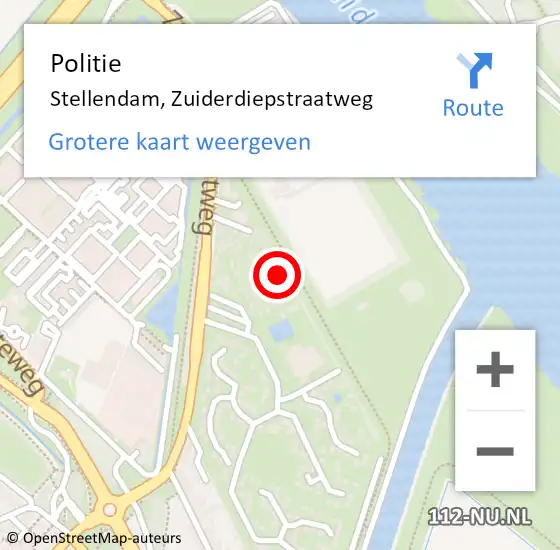 Locatie op kaart van de 112 melding: Politie Stellendam, Zuiderdiepstraatweg op 17 maart 2024 14:48