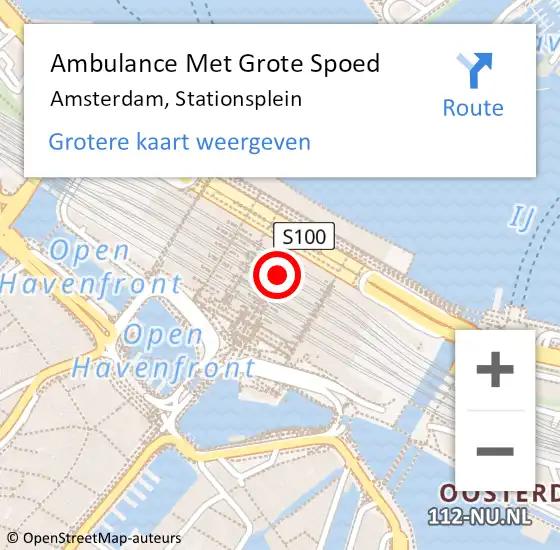 Locatie op kaart van de 112 melding: Ambulance Met Grote Spoed Naar Amsterdam, Stationsplein op 17 maart 2024 15:07