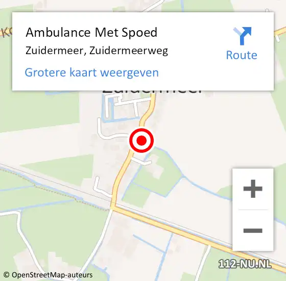 Locatie op kaart van de 112 melding: Ambulance Met Spoed Naar Zuidermeer, Zuidermeerweg op 17 maart 2024 15:18