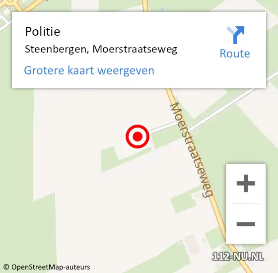 Locatie op kaart van de 112 melding: Politie Steenbergen, Moerstraatseweg op 17 maart 2024 15:44
