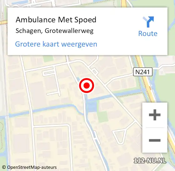 Locatie op kaart van de 112 melding: Ambulance Met Spoed Naar Schagen, Grotewallerweg op 17 maart 2024 15:54