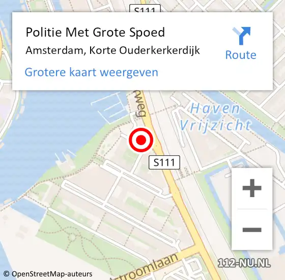 Locatie op kaart van de 112 melding: Politie Met Grote Spoed Naar Amsterdam, Korte Ouderkerkerdijk op 17 maart 2024 16:06