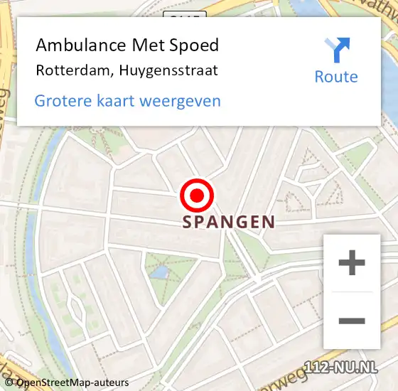 Locatie op kaart van de 112 melding: Ambulance Met Spoed Naar Rotterdam, Huygensstraat op 17 maart 2024 16:32