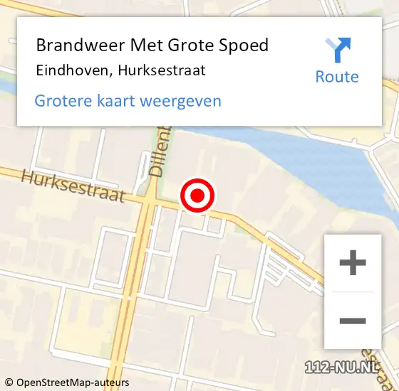 Locatie op kaart van de 112 melding: Brandweer Met Grote Spoed Naar Eindhoven, Hurksestraat op 17 maart 2024 16:33
