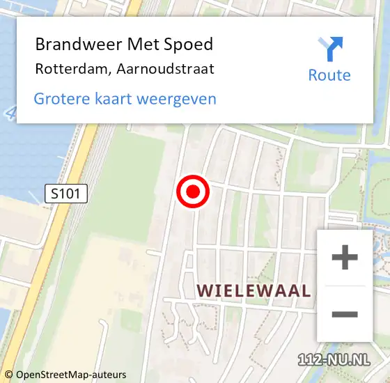 Locatie op kaart van de 112 melding: Brandweer Met Spoed Naar Rotterdam, Aarnoudstraat op 17 maart 2024 17:09