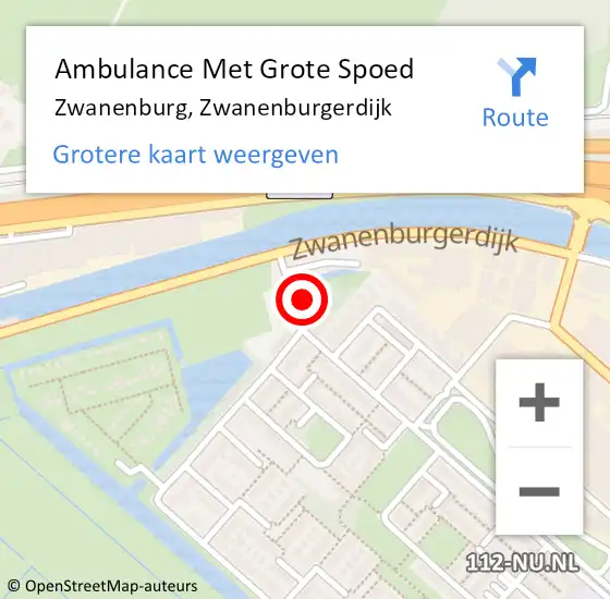 Locatie op kaart van de 112 melding: Ambulance Met Grote Spoed Naar Zwanenburg, Zwanenburgerdijk op 17 maart 2024 17:44
