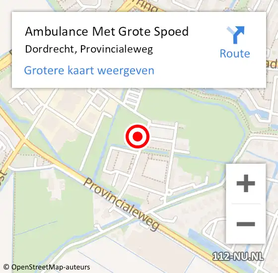 Locatie op kaart van de 112 melding: Ambulance Met Grote Spoed Naar Dordrecht, Provincialeweg op 17 maart 2024 18:05