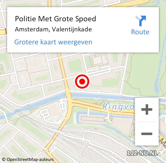 Locatie op kaart van de 112 melding: Politie Met Grote Spoed Naar Amsterdam, Valentijnkade op 17 maart 2024 18:16