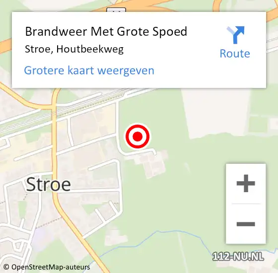 Locatie op kaart van de 112 melding: Brandweer Met Grote Spoed Naar Stroe, Houtbeekweg op 17 maart 2024 18:55