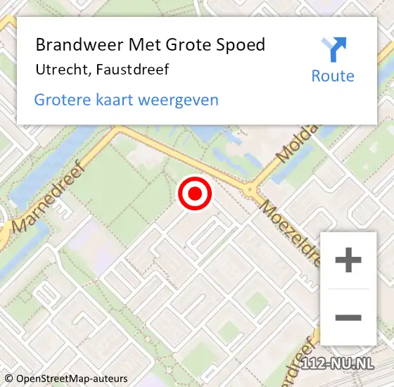 Locatie op kaart van de 112 melding: Brandweer Met Grote Spoed Naar Utrecht, Faustdreef op 17 maart 2024 19:01