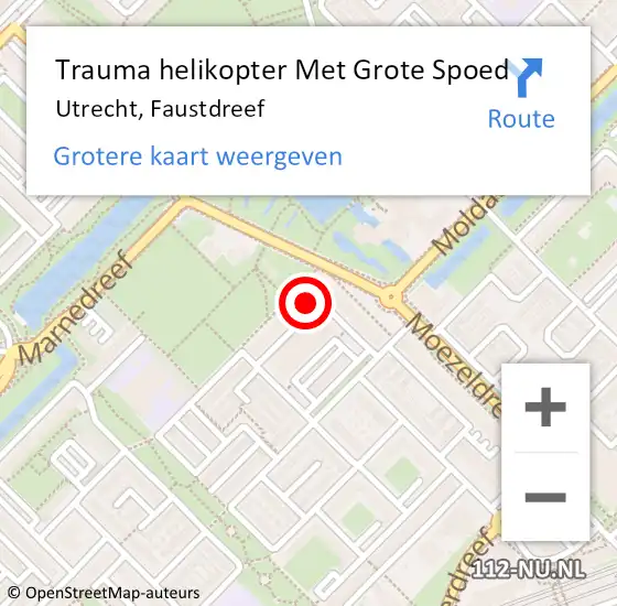 Locatie op kaart van de 112 melding: Trauma helikopter Met Grote Spoed Naar Utrecht, Faustdreef op 17 maart 2024 19:03