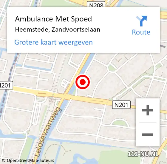 Locatie op kaart van de 112 melding: Ambulance Met Spoed Naar Heemstede, Zandvoortselaan op 17 maart 2024 19:25