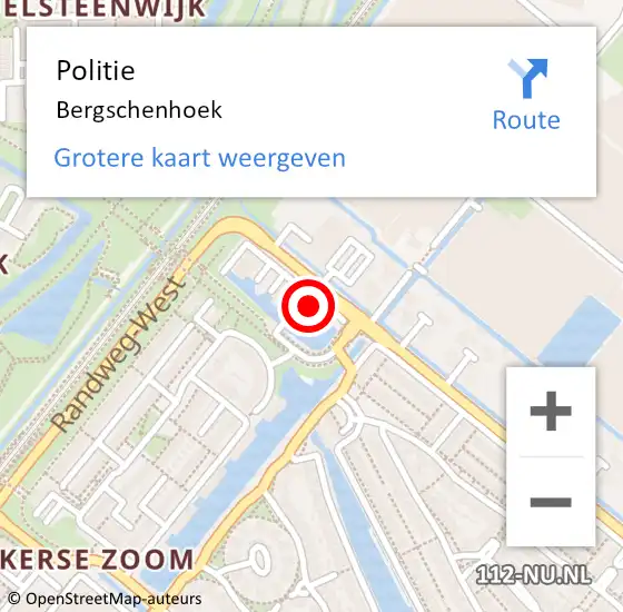 Locatie op kaart van de 112 melding: Politie Bergschenhoek op 17 maart 2024 20:20