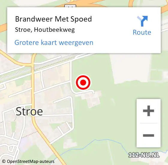 Locatie op kaart van de 112 melding: Brandweer Met Spoed Naar Stroe, Houtbeekweg op 17 maart 2024 20:29
