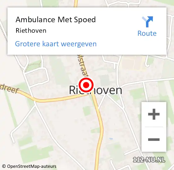 Locatie op kaart van de 112 melding: Ambulance Met Spoed Naar Riethoven op 17 maart 2024 20:51