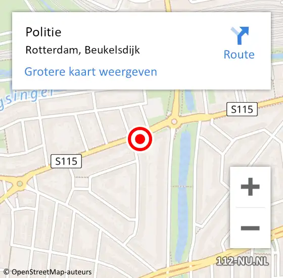 Locatie op kaart van de 112 melding: Politie Rotterdam, Beukelsdijk op 17 maart 2024 21:07
