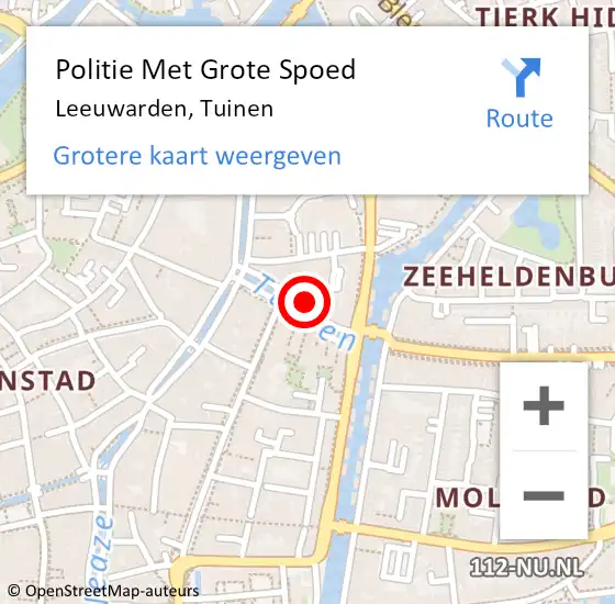 Locatie op kaart van de 112 melding: Politie Met Grote Spoed Naar Leeuwarden, Tuinen op 17 maart 2024 21:08