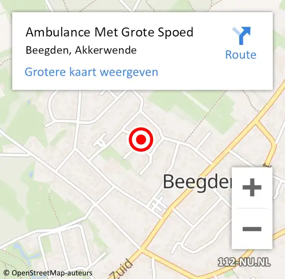 Locatie op kaart van de 112 melding: Ambulance Met Grote Spoed Naar Beegden, Akkerwende op 17 maart 2024 21:10
