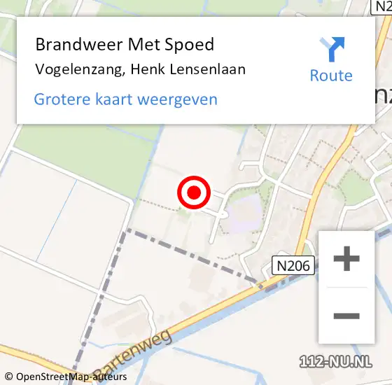 Locatie op kaart van de 112 melding: Brandweer Met Spoed Naar Vogelenzang, Henk Lensenlaan op 17 maart 2024 21:50