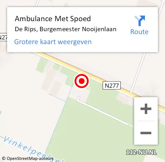 Locatie op kaart van de 112 melding: Ambulance Met Spoed Naar De Rips, Burgemeester Nooijenlaan op 29 september 2014 13:29