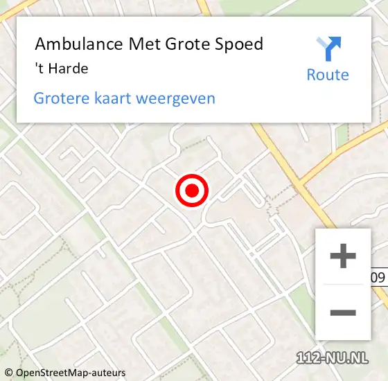 Locatie op kaart van de 112 melding: Ambulance Met Grote Spoed Naar 't Harde op 17 maart 2024 22:03