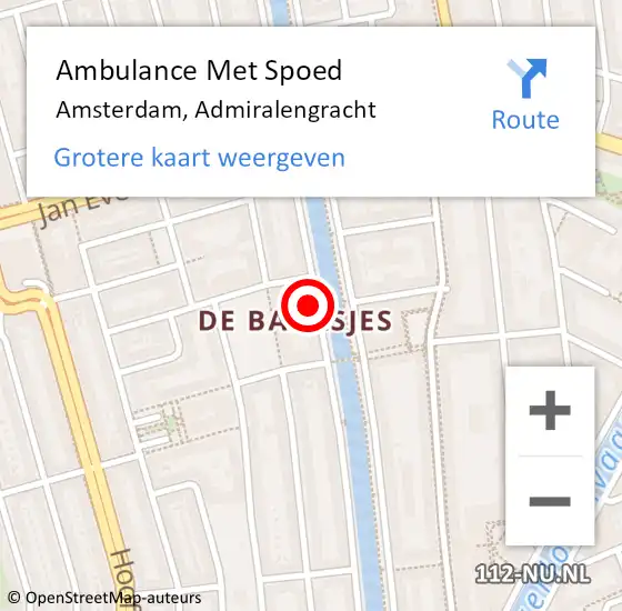 Locatie op kaart van de 112 melding: Ambulance Met Spoed Naar Amsterdam, Admiralengracht op 17 maart 2024 22:34