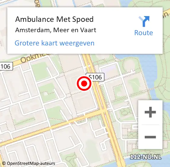 Locatie op kaart van de 112 melding: Ambulance Met Spoed Naar Amsterdam, Meer en Vaart op 17 maart 2024 23:21