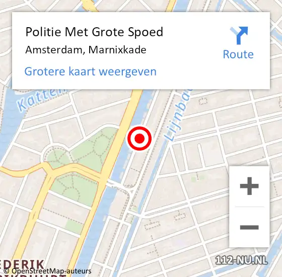 Locatie op kaart van de 112 melding: Politie Met Grote Spoed Naar Amsterdam, Marnixkade op 18 maart 2024 00:11