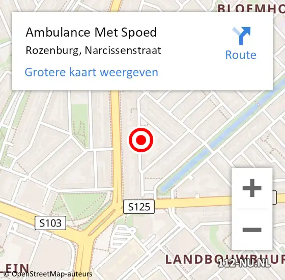 Locatie op kaart van de 112 melding: Ambulance Met Spoed Naar Rotterdam, Narcissenstraat op 18 maart 2024 00:28