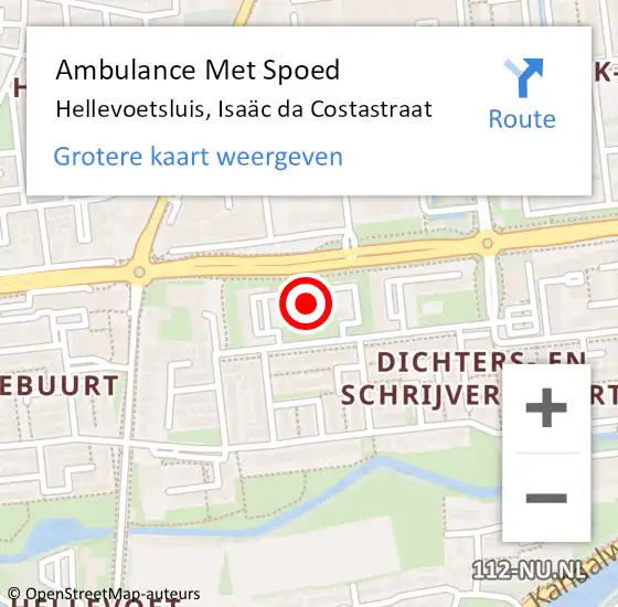 Locatie op kaart van de 112 melding: Ambulance Met Spoed Naar Hellevoetsluis, Isaäc da Costastraat op 18 maart 2024 01:50