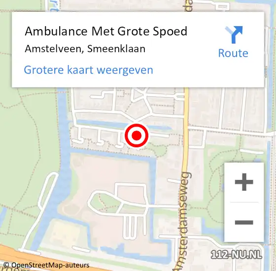 Locatie op kaart van de 112 melding: Ambulance Met Grote Spoed Naar Amstelveen, Smeenklaan op 18 maart 2024 02:48