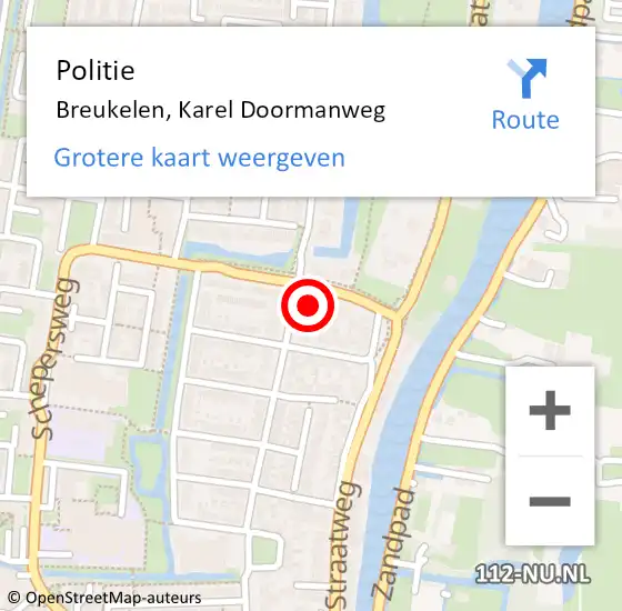 Locatie op kaart van de 112 melding: Politie Breukelen, Karel Doormanweg op 18 maart 2024 04:53