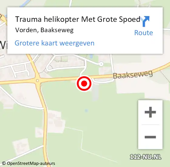 Locatie op kaart van de 112 melding: Trauma helikopter Met Grote Spoed Naar Vorden, Baakseweg op 18 maart 2024 05:50