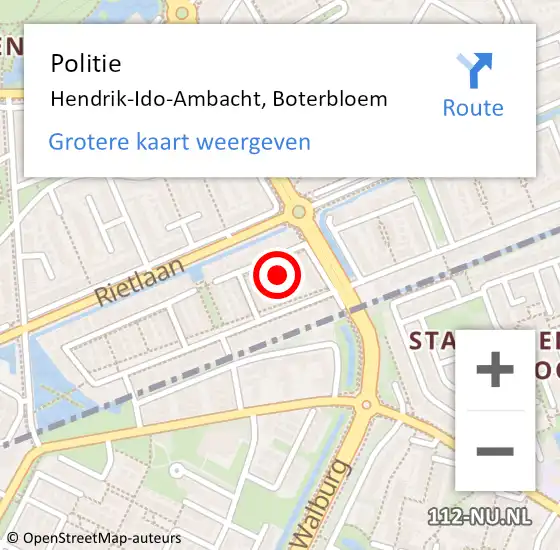 Locatie op kaart van de 112 melding: Politie Hendrik-Ido-Ambacht, Boterbloem op 18 maart 2024 05:52